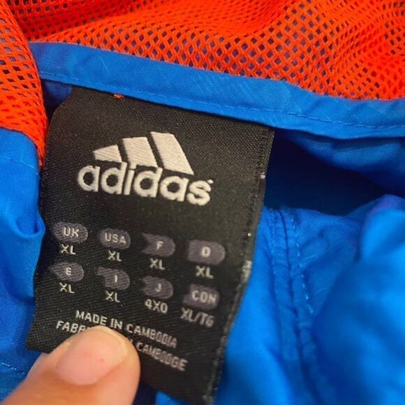Adidas Blue Zipup Athletic Workout Windbreaker Men XL - Picture 3 of 4